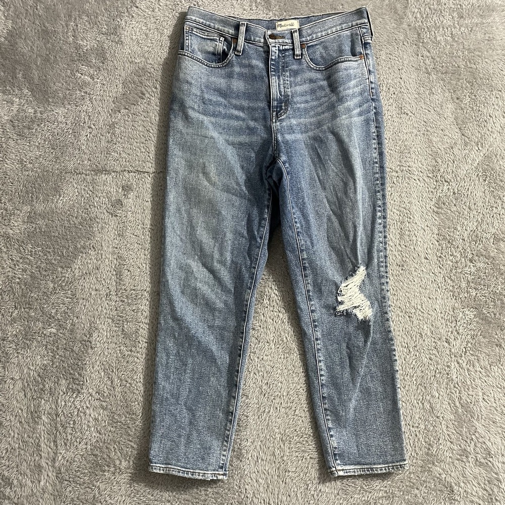 Madewell Jeans Womens 29 The GirlJean Light‎ Wash Blue Denim Distressed Stretch